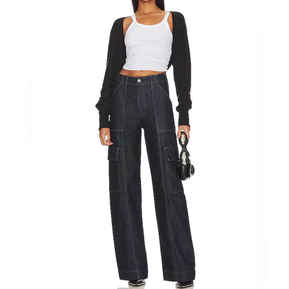 AG - EmRata Amia High Rise Wide Leg Cargo Trouser Jeans in Prince St